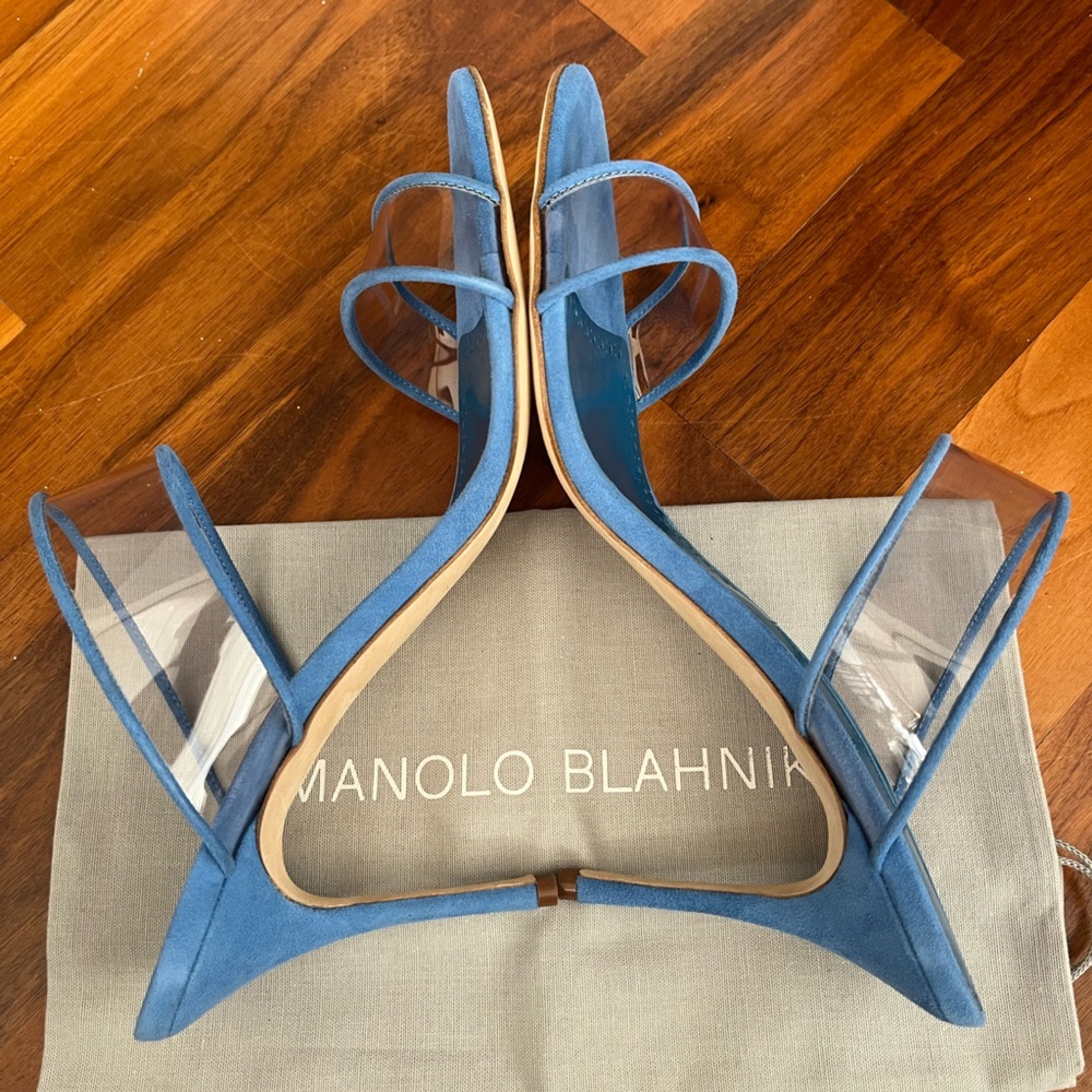 Manolo Blahnik Invymu 90 Vinyl & Suede Sandal, NEW - Picture 9 of 14